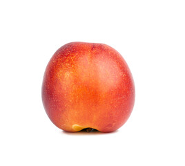 ripe round ripe nectarine isolated on white background