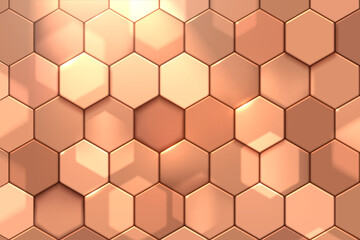 Golden hexagon background with light and glow effect