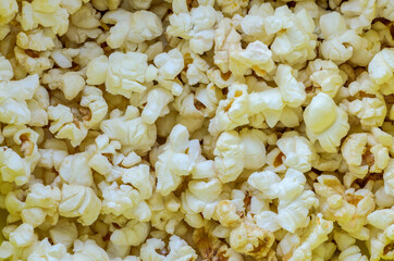 Scattered sweet popcorn, texture background