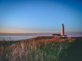 lighthouse At Sunset. Forillon National Park, Canada