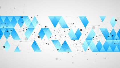 Template for science and technology presentation. Plexus style background. Brochure design template. Vector illustration.