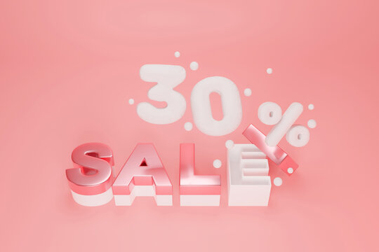 Sale Gift box 3D Discount 30 percent Background Concept Design.
