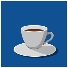 Cup of fresh coffee illustration in flat style. Coffee mug symbol for your web site design, logo, app, UI Vector EPS 10.