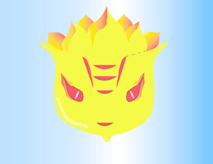 yellow imaginary animal image in blue background