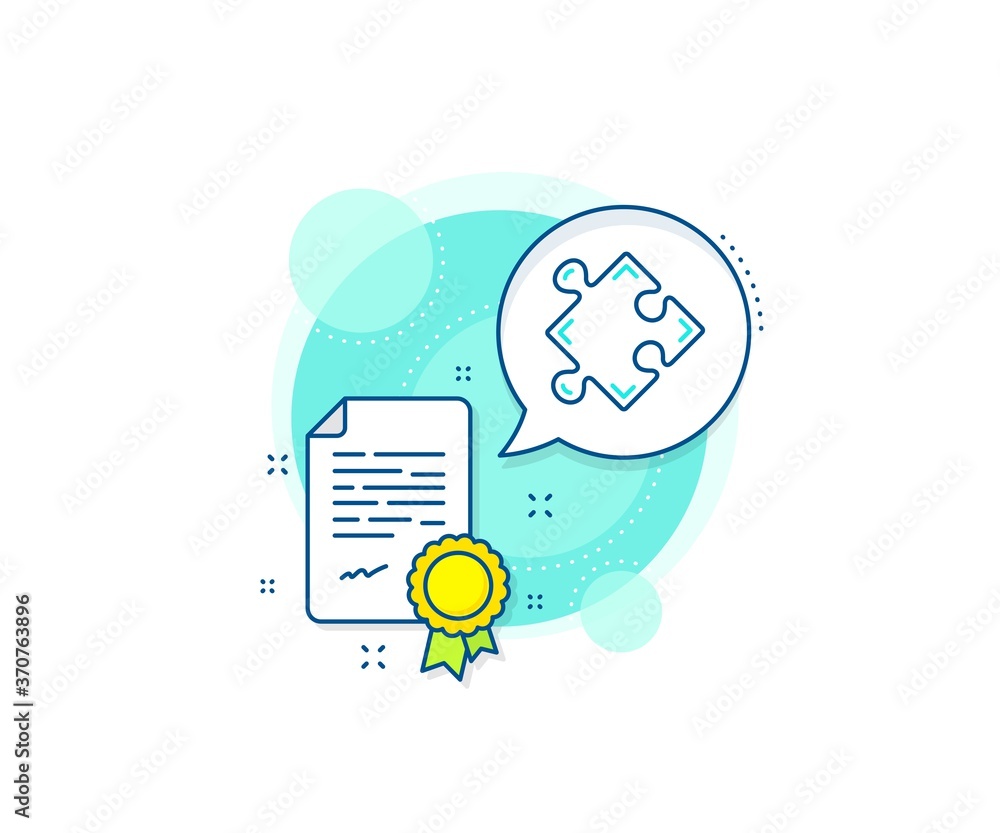 Poster puzzle symbol. certification complex icon. strategy line icon. logical knowledge sign. certificate o