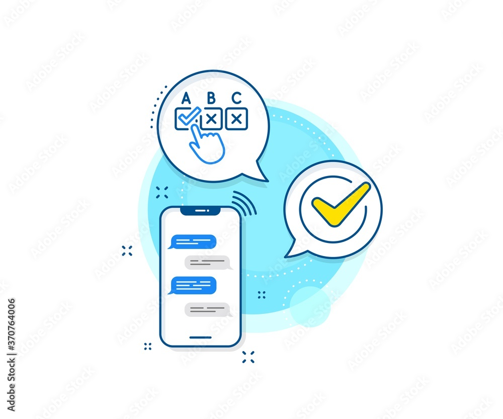 Aufkleber select answer sign. phone messages complex icon. correct checkbox line icon. business test symbol. m