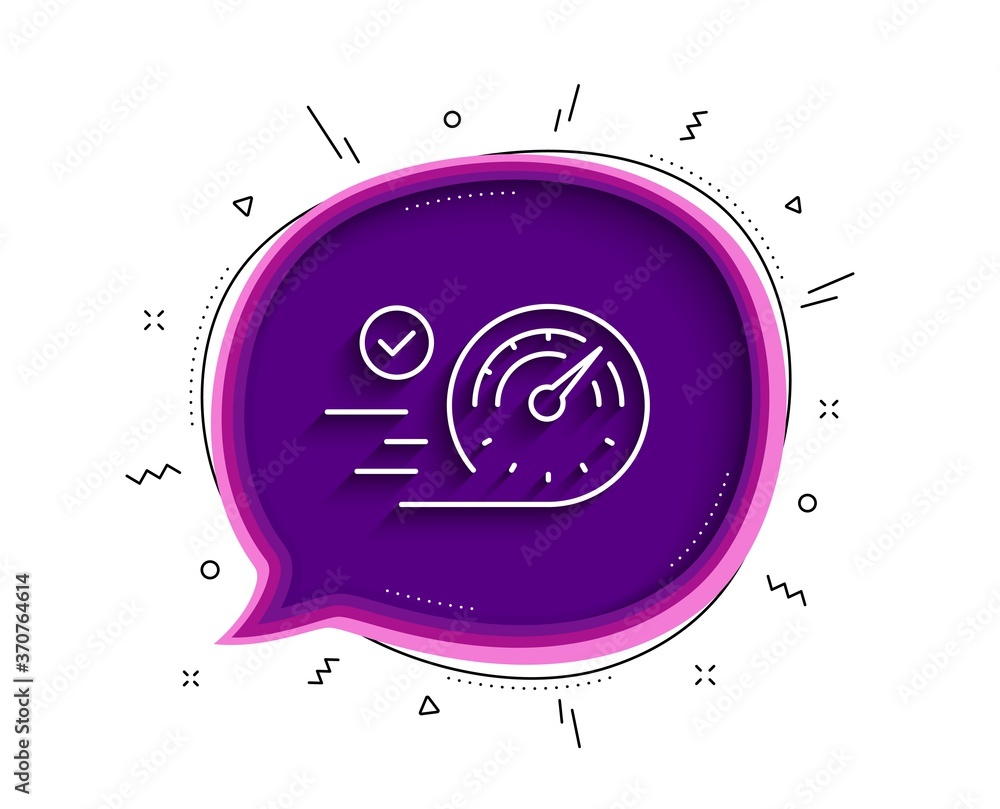 Poster speedometer line icon. chat bubble with shadow. time concept sign. thin line speedometer icon. vecto