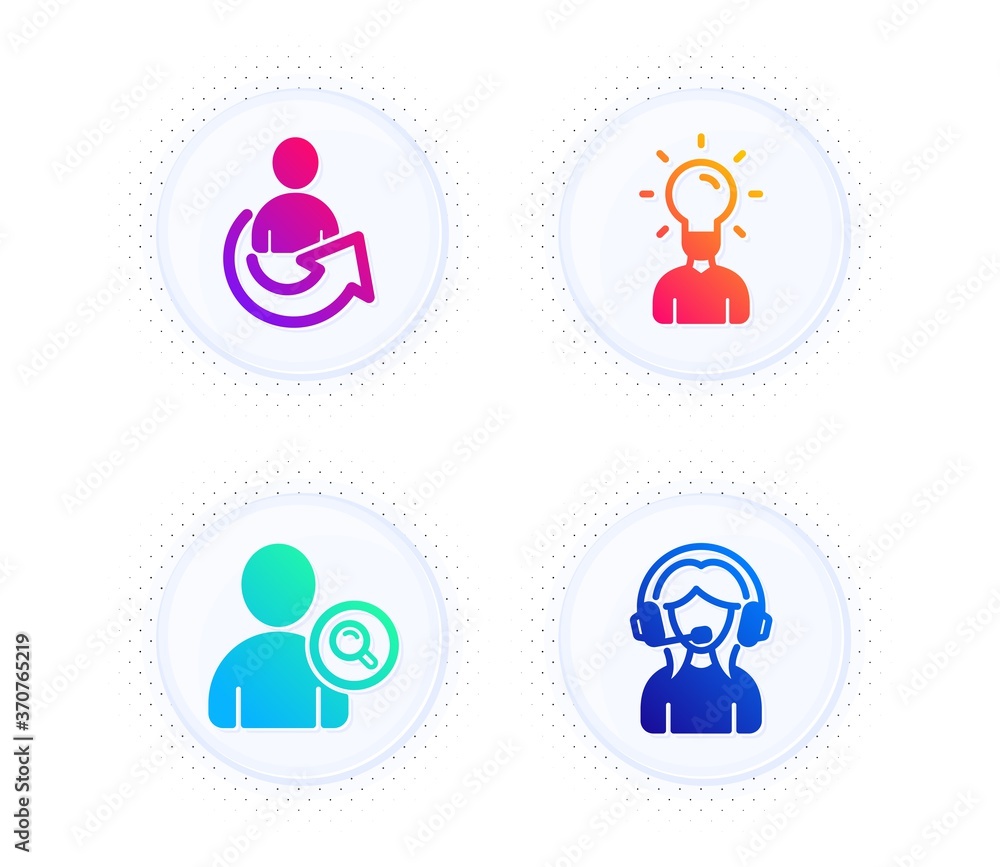 Poster find user, share and education icons simple set. button with halftone dots. support sign. search per