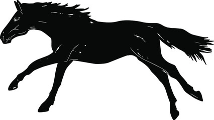 Vector horse illustration isolated on white background. For printing on clothes, paper, logo, icon, blank for designers T-shirts, dishes, bed