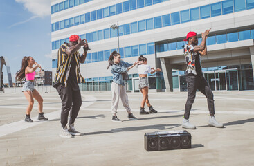 Group of hip hop dancers permorming their dance.