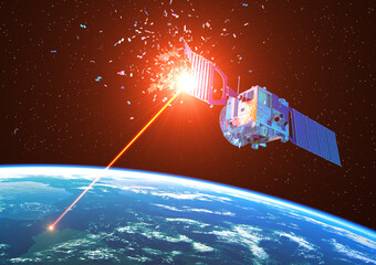 Laser Weapon From Earth Destroys Satellite In Space - 370765845