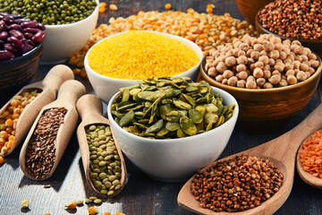 Composition with variety of vegetarian food ingredients