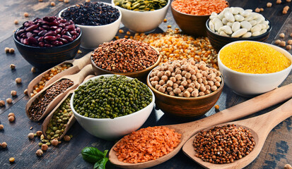 Composition with variety of vegetarian food ingredients