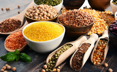 Composition with variety of vegetarian food ingredients