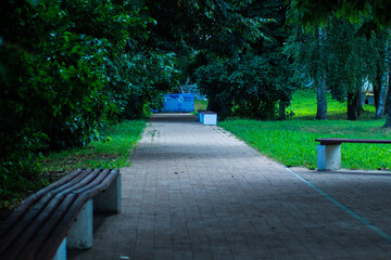 Shop in the Park with wooden floors, brown shop on the street