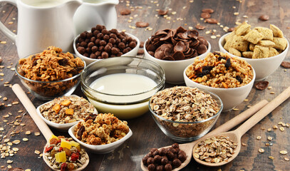 Composition with different sorts of breakfast cereal products