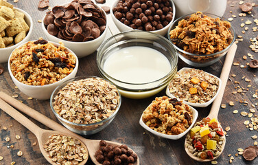 Composition with different sorts of breakfast cereal products