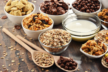 Composition with different sorts of breakfast cereal products