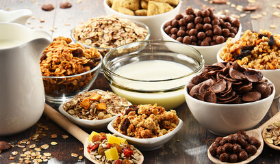 Composition with different sorts of breakfast cereal products