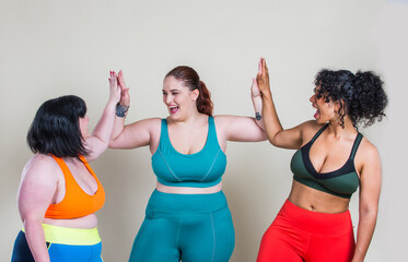 Plus size women making sport and fitness