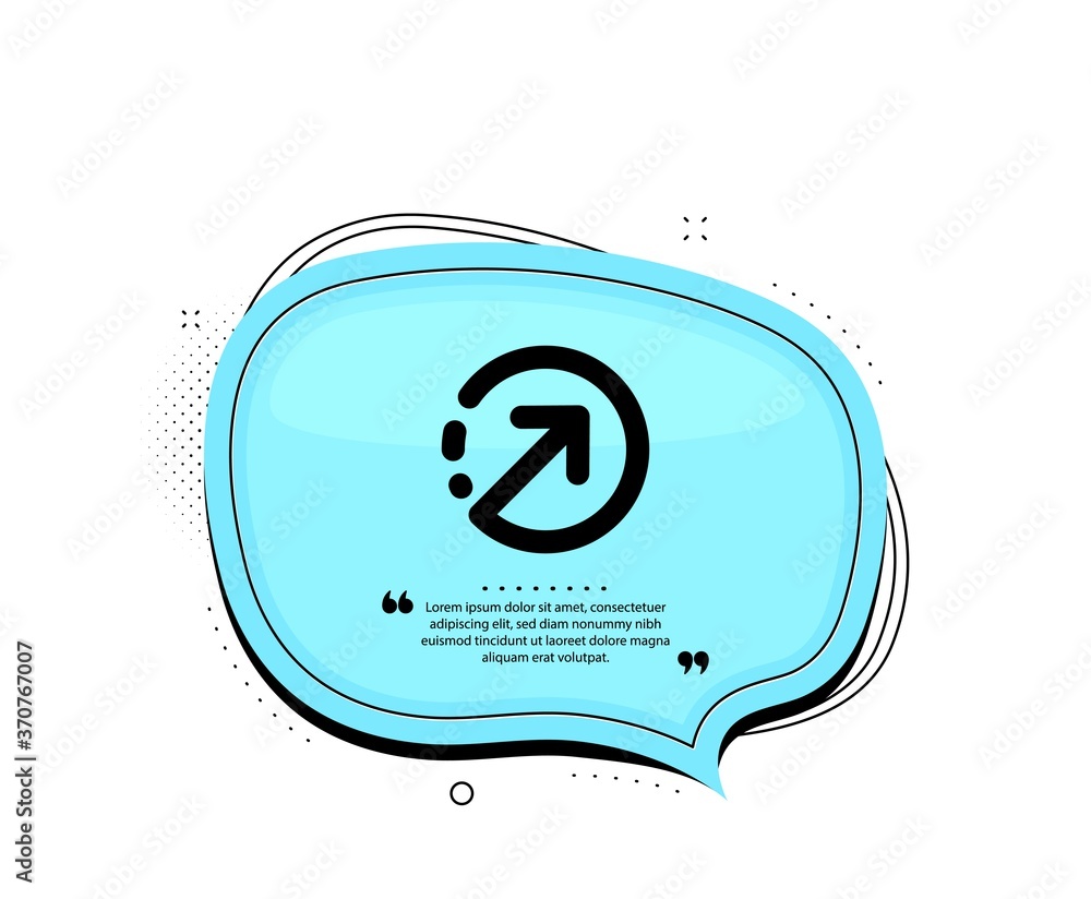 Poster direction arrow icon. quote speech bubble. arrowhead symbol. navigation pointer sign. quotation mark