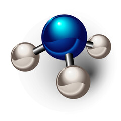 Ammonia molecule. Chemical model of ammonia element NH3 molecule and molecular structure. 