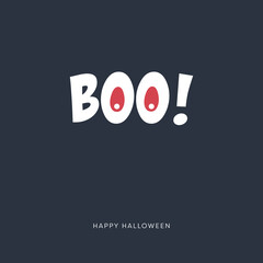 Minimal halloween card vector template with funny message. Holiday poster in simple style.