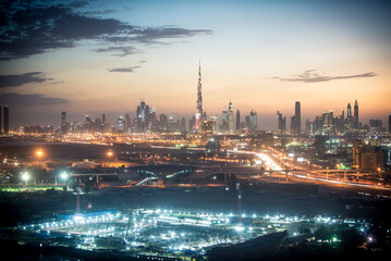 Dubai aerial skyline view