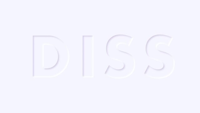 neumorphism button with the word "diss" turns on and off. 4к video animation