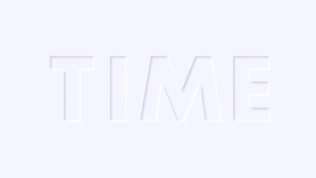 neumorphism button with the word "time" turns on and off. 4к video animation