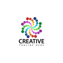creative abstract rainbow colors logo template design vector