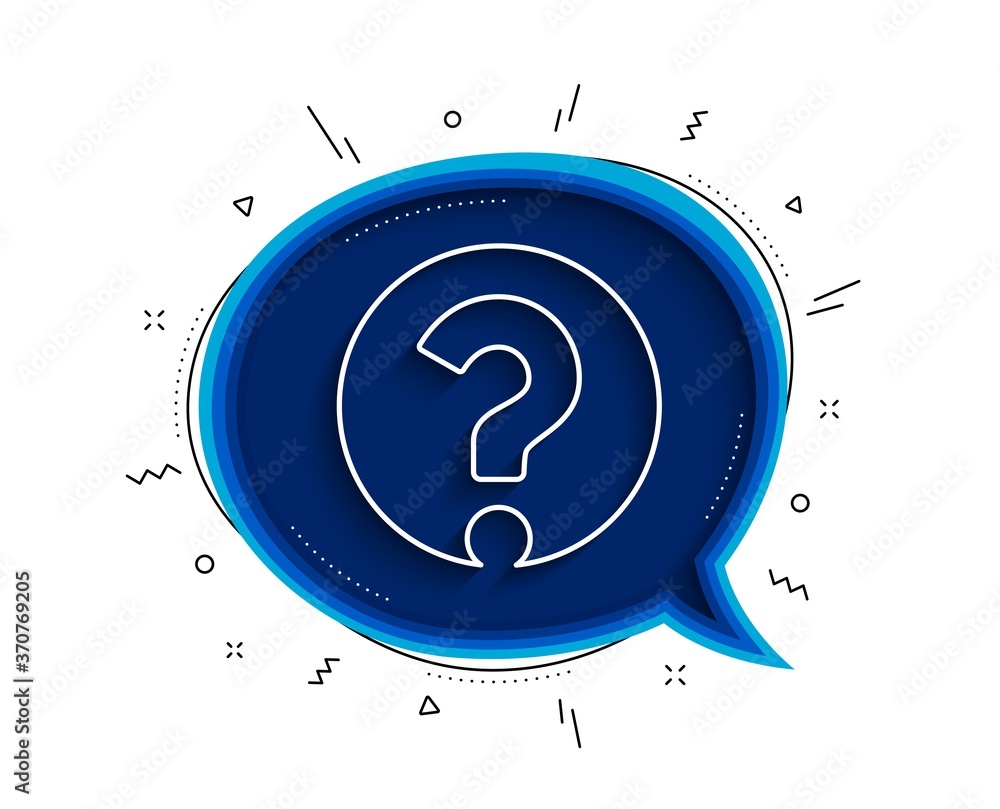 Poster question mark line icon. chat bubble with shadow. support help sign. faq symbol. thin line question 