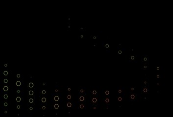 Dark Green, Red vector cover with set of hexagons.