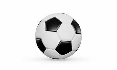 Fototapeta premium Realistic soccer ball black white football ball with shadow isolated on a white background. 3d illustration graphic render the design for a soccer game winner championship