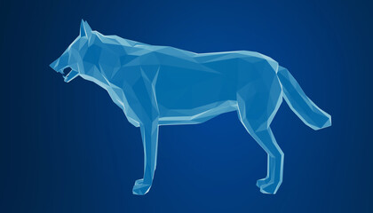 3d low poly wolf