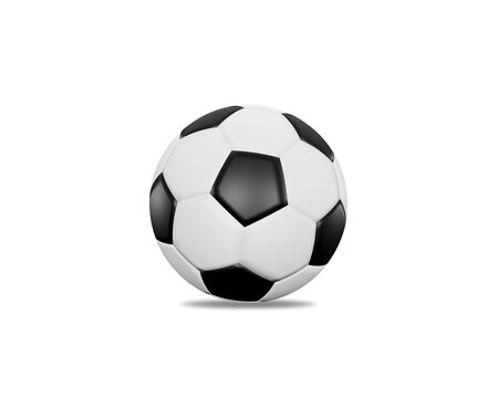 Realistic soccer ball black white football ball with shadow isolated on a white background. 3d illustration graphic render the design for a soccer game winner championship