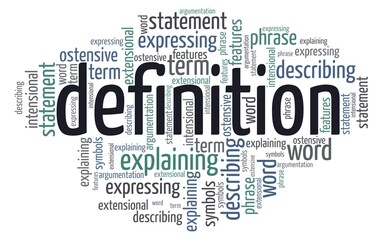 Definition word cloud isolated on a white background.