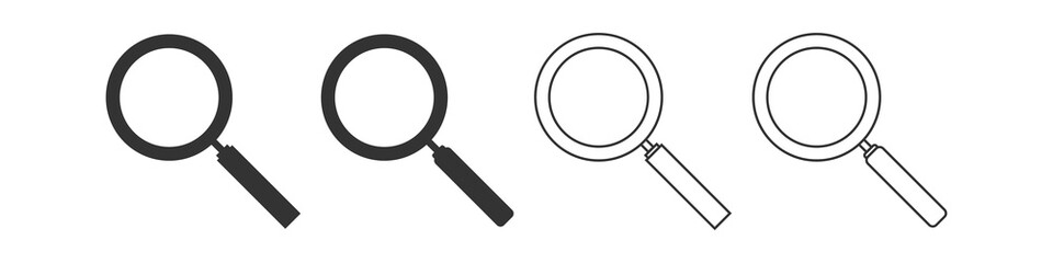 Monochromatic magnifying glass icon. Isolated on white