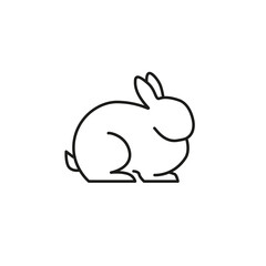 Bunny flat line Vector icon design. Rabbit or hare simple linear pictogram for web or app
