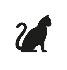 Cat black silhouette illustration isolated on white background. Feline pet icon for web. - Vector