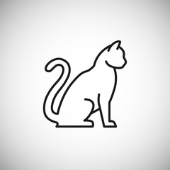 Cat outline Vector Icon design. Linear feline symbol for web. Sitting kitty modern illustration for sign or logo