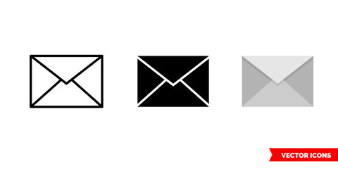 Letter icon of 3 types color, black and white, outline. Isolated vector sign symbol.