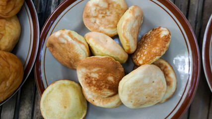 pukis snack. indonesian street food made from flour eggs yeast and coconut milk