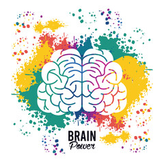brain power template with set paint colors splash