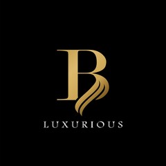Golden Initial B Letter Logo Luxury, creative vector design concept for luxury business