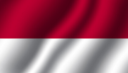 indonesian national wavy flag vector illustration