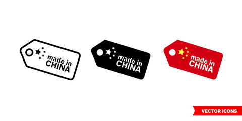 Made in China icon of 3 types color, black and white, outline. Isolated vector sign symbol.