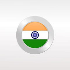 Flag of india. Metal Round Icons, flat stle vector illustration, india from asian 