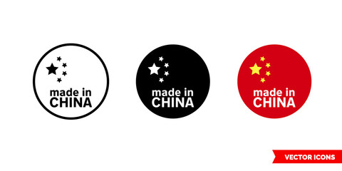 Made in China icon of 3 types color, black and white, outline. Isolated vector sign symbol.