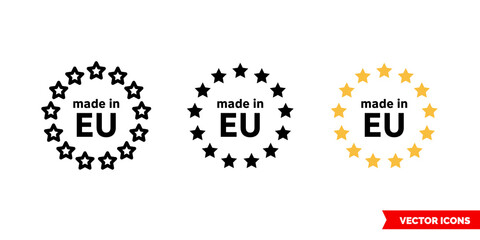 Made in EU icon of 3 types color, black and white, outline. Isolated vector sign symbol.